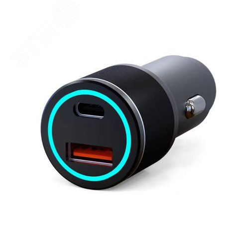 Зарядное устройство автомобильное c двумя портами USB-A + USB-A c LED-подсветкой 68Вт