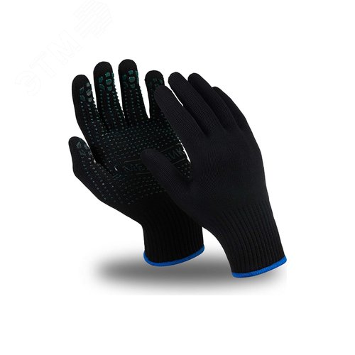 Перчатки МИКРОН БЛЭК ПВХ (MG-112), нейлон, SlipGrip, оверлок, цвет черный (8)