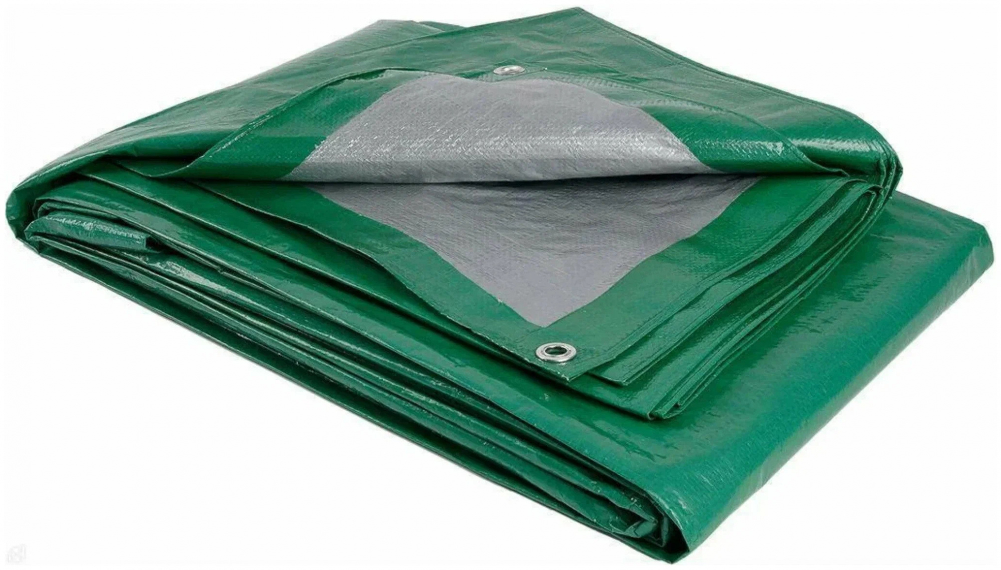 Тент готовый тарпаулин 120 г (10×15 м) зеленый/серебро