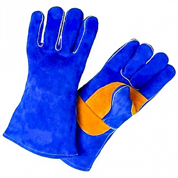 Краги Утепленные спилковые пятипалые "Blue Welder"